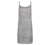 Ro Rox 1920s Flapper Dress Headband Gatsby Sexy Fringe Party Dance Harlem Nights, Silver, 10