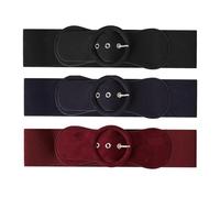 Ro Rox Abbie Suedette Elasticated Belt, One of Each Color (3 Belts), S