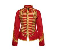 Ro Rox Adam Ant Military Drummer Jacket for Women, Marching Band Women’s Jacket for Themed Parties, Performances, Halloween, Red, S