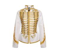 Ro Rox Adam Ant Military Drummer Jacket for Women, Marching Band Women’s Jacket for Themed Parties, Performances, Halloween, White, XXL