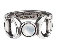 Ro Rox Alchemy England Triple Goddess Moon Ring Crecent Antique Wicca Pearl Cabochon