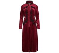 Ro Rox Celeste Coat Luxe High Collar Long Sleeve Gothic Velvet Jacket, Burgundy, 4XL
