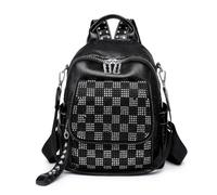 Ro Rox Checkerboard Backpack Argyle Rhinestone Studded Faux Leather Razor Zipper