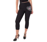 Ro Rox Ella Capri Pants - Loveweb Black Widow Embroidery 1950s Vintage Retro, Black, 3XL