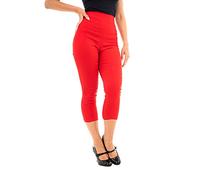 Ro Rox Ella Capri Pants Pedal Pushers Rockabilly Vintage Pinup Retro 1950's Trousers - Red (4XL)