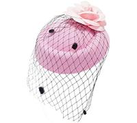 Ro Rox Fascinator Hat | Vintage Hats for Women | Fascinators with Ruby Rose & Net | Fascinators for Weddings | Vintage, Tea Party & Church Hat | Headband & Clip Accessories