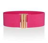 Ro Rox Florence Vintage Belt | Elasticated Pink 50s Inspired Women's Retro Wide Nurse Accessory With Silver Buckle