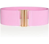 Ro Rox Florence Vintage Elasticated Belt for Women | Retro Wide Nurse 50's Style With Stretch | Ladies Belts for Dresses with Gold Buckle, Baby Pink & Gold, S