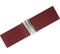 Ro Rox Florence Vintage Elasticated Belt for Women | Retro Wide Nurse 50's Style With Stretch | Ladies Belts for Dresses with Silver Buckle, Burgundy & Silver, M