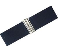 Ro Rox Florence Vintage Elasticated Belt for Women | Retro Wide Nurse 50's Style With Stretch | Ladies Belts for Dresses with Silver Buckle, Navy Blue & Silver, M