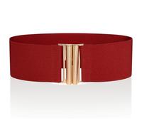 Ro Rox Florence Vintage Elasticated Belt for Women | Retro Wide Nurse 50's Style With Stretch | Ladies Belts for Dresses with Gold Buckle, Red & Gold, M