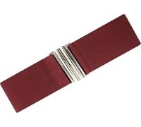 Ro Rox Florence Vintage Elasticated Belt for Women | Retro Wide Nurse 50's Style With Stretch | Ladies Belts for Dresses with Silver Buckle, Burgundy & Silver, S