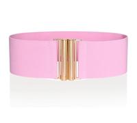 Ro Rox Florence Vintage Elasticated Belt for Women | Retro Wide Nurse 50's Style With Stretch | Ladies Belts for Dresses with Gold Buckle, Baby Pink & Gold, L