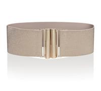 Ro Rox Florence Vintage Elasticated Belt for Women | Retro Wide Nurse 50's Style With Stretch | Ladies Belts for Dresses with Gold Buckle, Gold & Gold, L