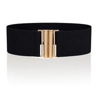 Ro Rox Florence Vintage Elasticated Belt for Women | Retro Wide Nurse 50's Style With Stretch | Ladies Belts for Dresses with Gold Buckle, Black & Gold, S