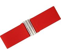 Ro Rox Florence Vintage Elasticated Retro Wide Nurse 50's Style Belt With Stretch, Ladies Belt For Dresses With Silver Buckle, Red, M