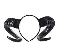 Ro Rox Gothic Ram Horns Sinister Evil Headband Roses Garland Satanic Headpiece - Black Horns