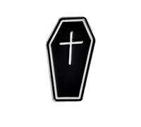 Ro Rox Gothic Wicca Pin Pentagram Cat Enamel Spell Book Alphabet Pick Brooch, Black, Coffin