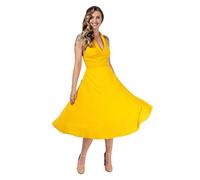 Ro Rox Halter Dress - 1940s Dress for Women - Mia Swing Vintage Dress for Women - Summer Rockabilly Dress, Yellow, M