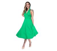 Ro Rox Halter Dress - 1940s Dress for Women - Mia Swing Vintage Dress for Women - Summer Rockabilly Dress, Green, S