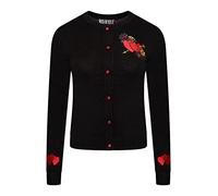 Ro Rox Heart Cardigan Leana Rockabilly Embroidery Knitted Long Sleeve, Black, S