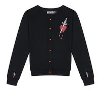 Ro Rox Heart & Dagger Cardigan Gothic Embroidered Button-Up Long Sleeve Top, Black, M