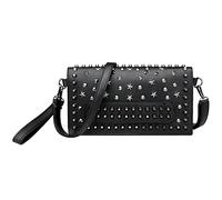 Ro Rox Hesperia Clutch Bag Star Studded Faux Leather Gothic Chic Accessory, Black, One Size