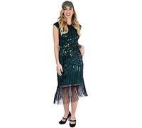 Ro Rox Josephine Vintage Dress Great Gatsby Retro 20s Flapper Party Wedding, Green, XS