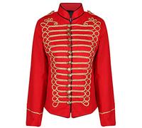 Ro Rox Ladies Emo Punk Goth Napoleon Military Drummer Parade Jacket (UK 12, Red/Gold)
