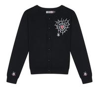 Ro Rox Loveweb Cardigan - Goth Embroidery Spider Web Heart, Long Sleeve Top, Black, 4XL