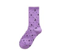 Ro Rox Moon Star Cat Socks Wicca Gothic Celestial Ribbed Cotton Stretch Unisex, Purple, One Size