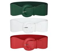 Ro Rox Raya Elasticated Nurse Belt Stretch Wide 50's Retro Vintage Waist Cincher, One of Each Colour(3 Belts), S