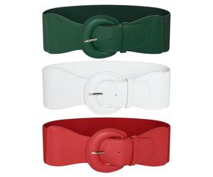 Ro Rox Raya Elasticated Nurse Belt Stretch Wide 50's Retro Vintage Waist Cincher, One of Each Colour(3 Belts), L
