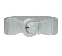 Ro Rox Raya Elasticated Nurse Belt Stretch Wide 50's Retro Vintage Waist Cincher, Silver, S