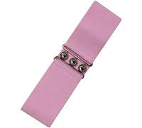 Ro Rox Retro Vintage Belt | Elastic Women's Accessories | Stretchy 50s Nurse With Silver Buckle & Clasp | Waist Belt For Dress | Wide Belt Design | Elasticated Belt For Women & Ladies, Baby Pink, M