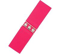 Ro Rox Retro Vintage Belt | Elastic Women's Accessories | Stretchy 50s Nurse With Silver Buckle & Clasp | Waist Belt For Dress | Wide Belt Design | Elasticated Belt For Women & Ladies, Hot Pink, L
