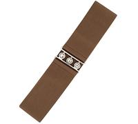 Ro Rox Retro Vintage Belt | Elastic Women's Accessories | Stretchy 50s Nurse With Silver Buckle & Clasp | Waist Belt For Dress | Wide Belt Design | Elasticated Belt For Women & Ladies, Light Brown, M