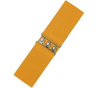 Ro Rox Retro Vintage Belt | Elastic Women's Accessories | Stretchy 50s Nurse With Silver Buckle & Clasp | Waist Belt For Dress | Wide Belt Design | Elasticated Belt For Women & Ladies, Mustard, L