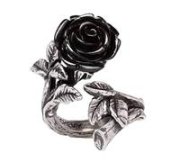 Ro Rox Rose Ring Alchemy England Black Wild Wrap Love Beauty Dark Gothic Alternative, Silver, Q-T