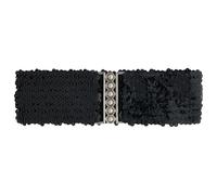 Ro Rox Sequin Stretch Belt - Sparkly Elastic Waist Belt for Dresses & Outfits, Black, L-XL