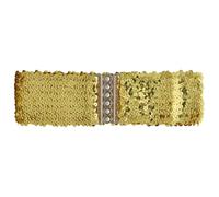Ro Rox Sequin Stretch Belt - Sparkly Elastic Waist Belt for Dresses & Outfits, Gold, L-XL