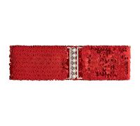 Ro Rox Sequin Stretch Belt - Sparkly Elastic Waist Belt for Dresses & Outfits, Red, L-XL