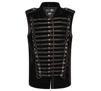 Ro Rox Sleeveless Jacket Mens Goth Velvet Uniform Military Parade Vest Waistcoat - Black (M)