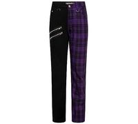 Ro Rox Split Leg Punk Trousers Unisex Tartan, Regular Fit Plaid Check Pants Emo Goth Grunge Clothing for Men and Women Purple