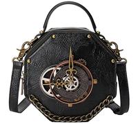 Ro Rox Steampunk Cross Body Bag Cyrus Clock Faux Leather Gothic Octagon
