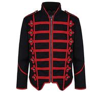 Ro Rox Steampunk Military Drummer Parade Jacket Emo Punk Men’s Jackets Gothic Clothing, Black & Red, S