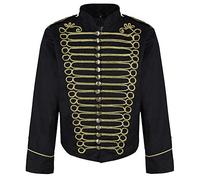 Ro Rox Steampunk Napoleon Military Drummer Parade Jacket (Black & Gold, Men's XXXXL)