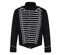Ro Rox Steampunk Napoleon Military Drummer Parade Jacket - Black & Silver (Men's M)