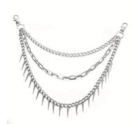 Ro Rox Triple Pendant Key Chain Rivet Punk Studded Gothic Metal Biker Unisex