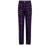 Ro Rox Unisex Tartan Trousers Regular Fit Plaid Check Pants, Emo Punk Clothing Gothic Clothes for Men and Women Purple